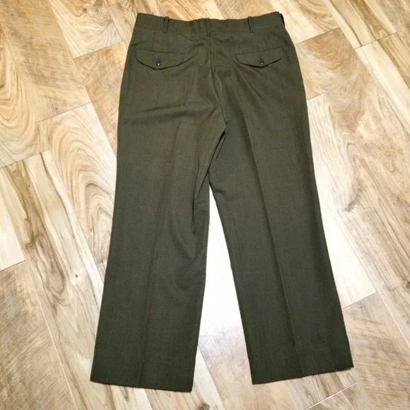 USMC US Marine Pants Military Wool Blend Dress Trousers 35R Green 35x28 Gorpcore